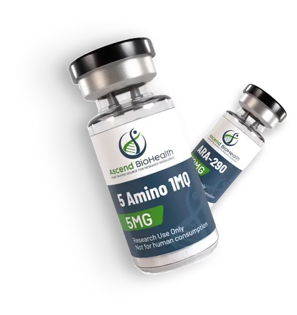 Two Ascend BioHealth vials, 5-Amino-1MQ 5mg and ARA-290 10mg